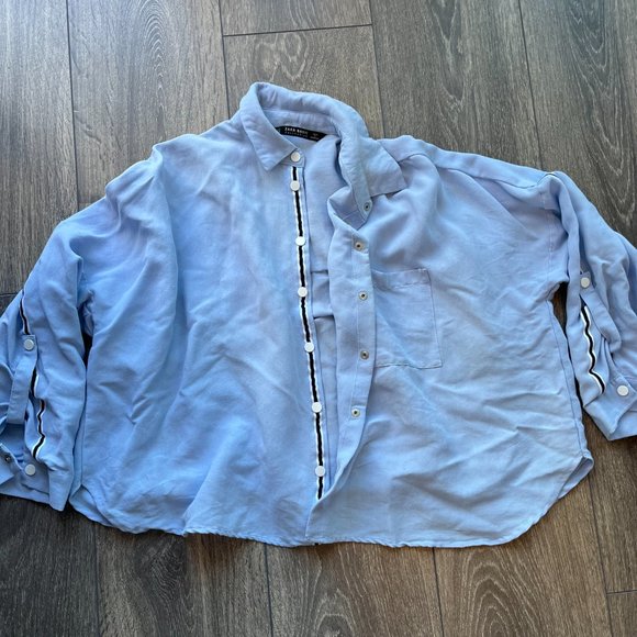 Zara Light Blue Denim Imitation Blouse - Picture 3 of 4